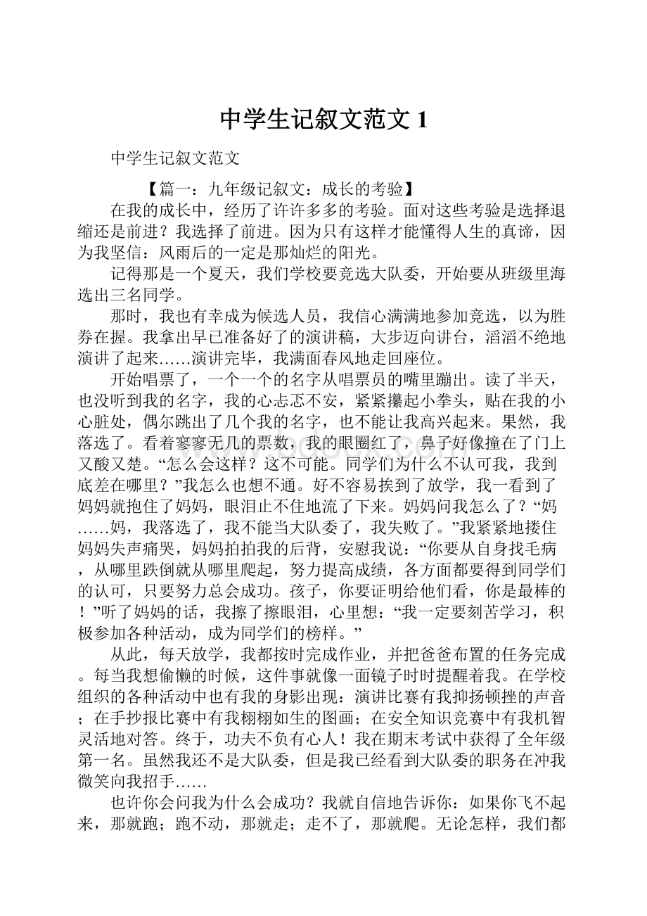 中学生记叙文范文1.docx