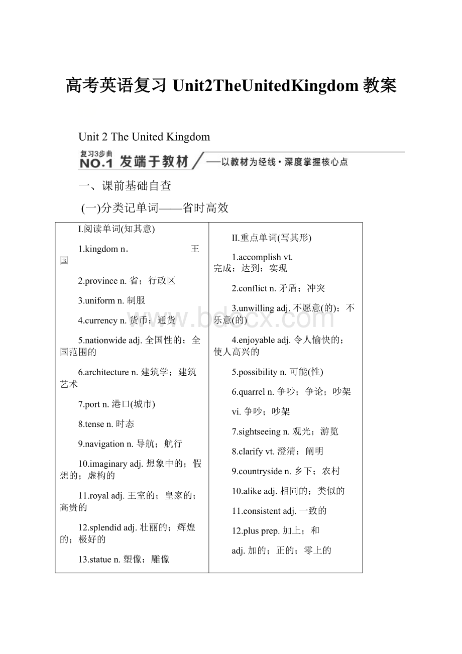 高考英语复习Unit2TheUnitedKingdom教案.docx