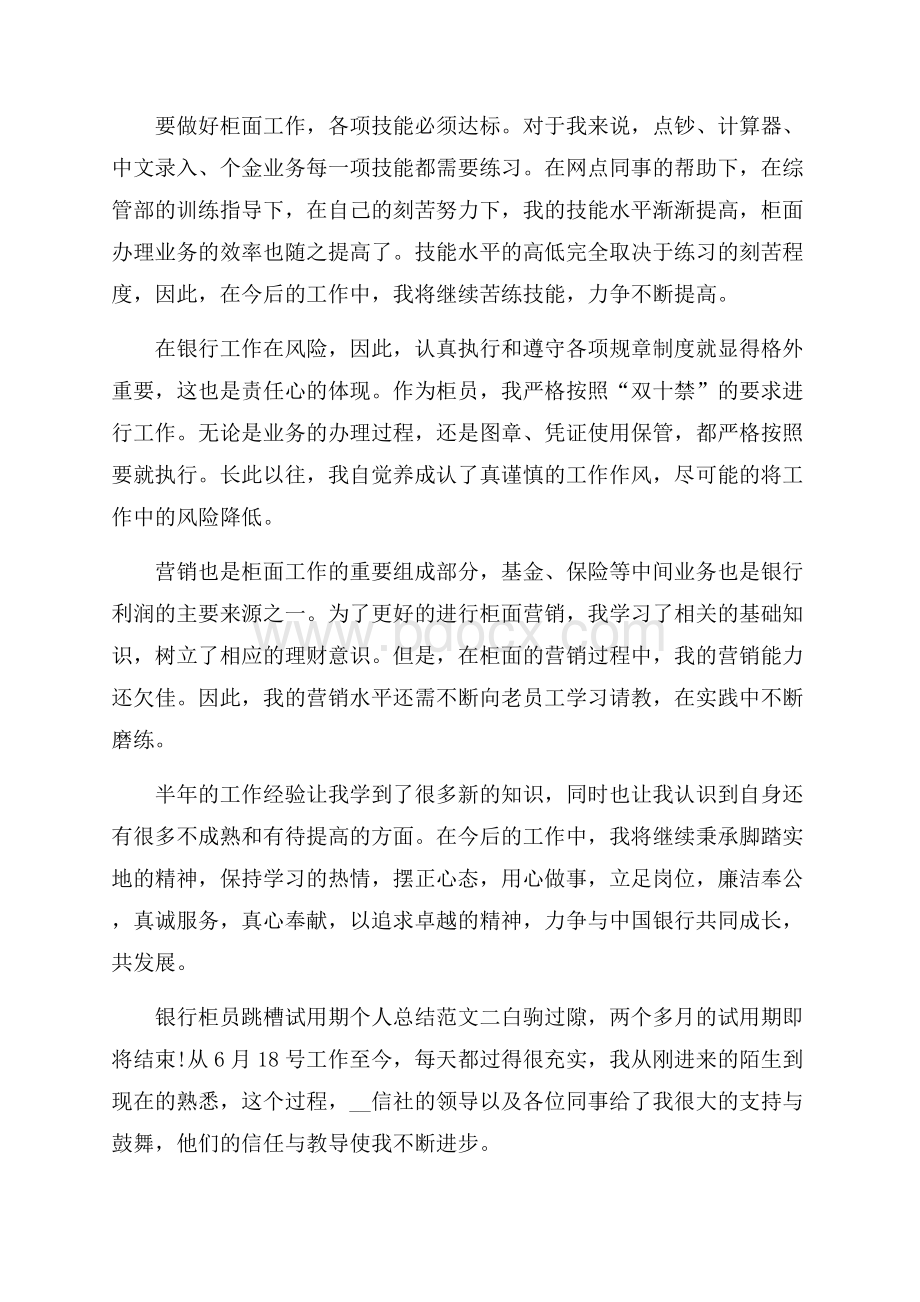 银行柜员跳槽试用期个人总结.docx_第2页