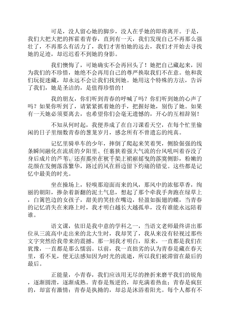 以青春为主题的议论文范文通用10篇.docx_第3页