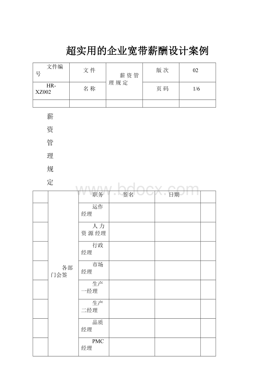 超实用的企业宽带薪酬设计案例.docx_第1页