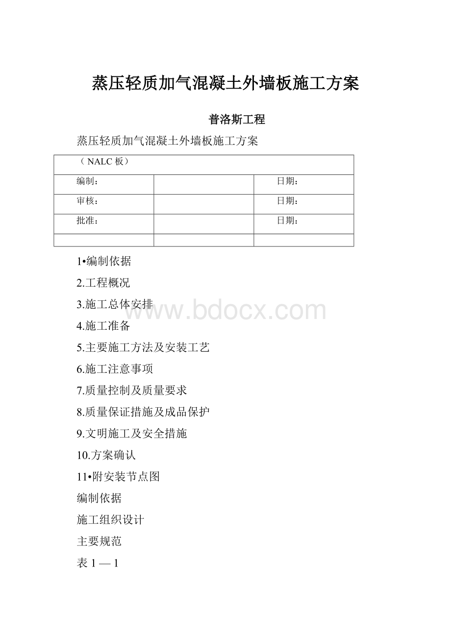 蒸压轻质加气混凝土外墙板施工方案.docx_第1页