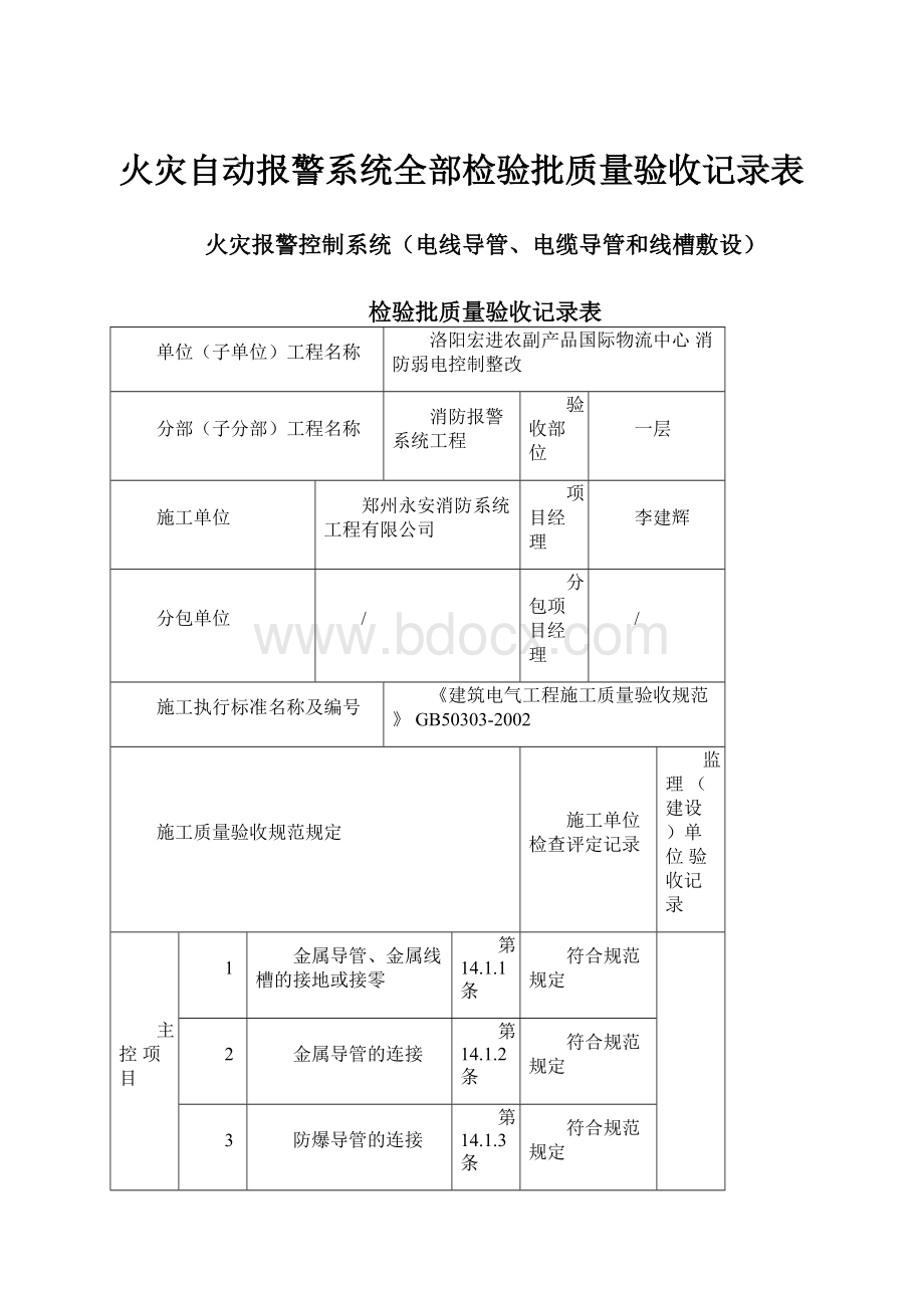 火灾自动报警系统全部检验批质量验收记录表.docx