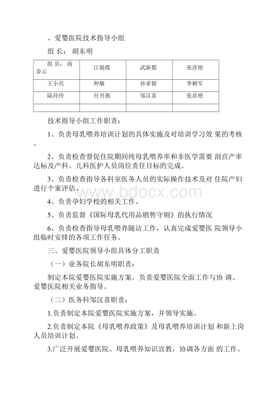 爱婴医院领导小组技术指导小组及科室职责分工.docx_第2页