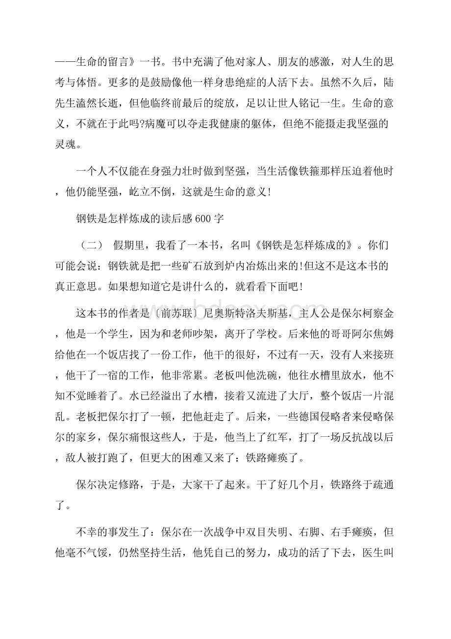 钢铁是怎样炼成的读后感600字.docx_第2页