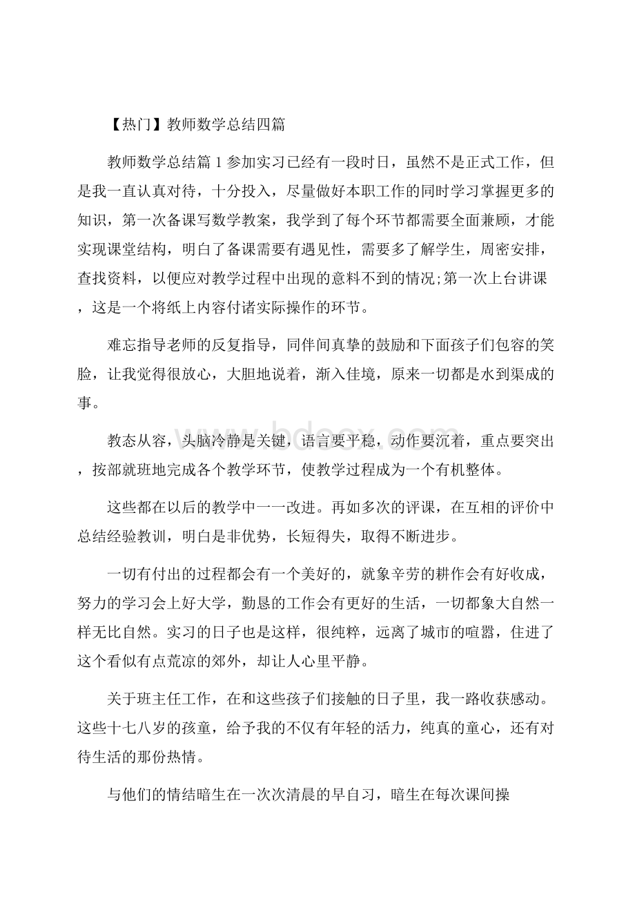 热门教师数学总结四篇.docx