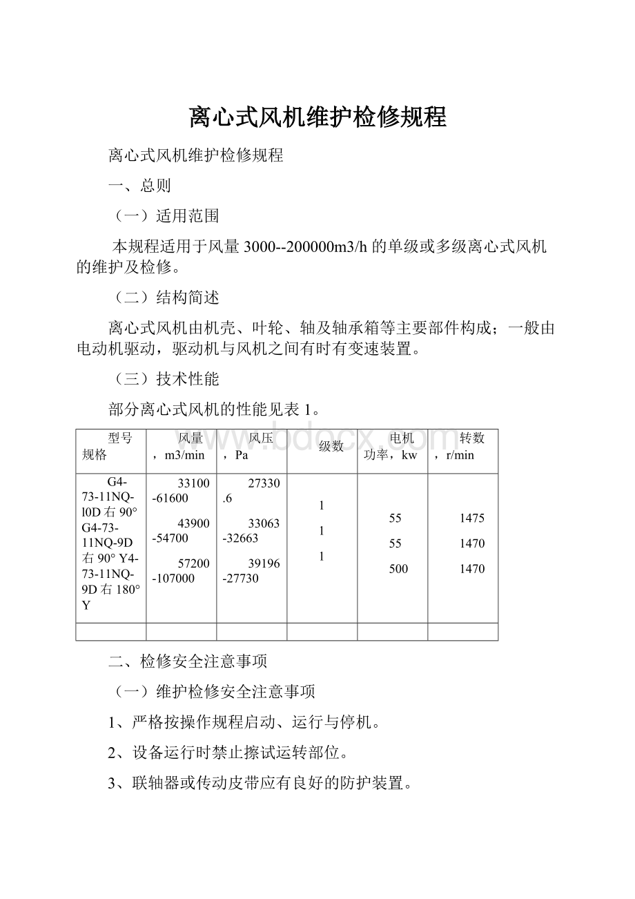 离心式风机维护检修规程.docx_第1页