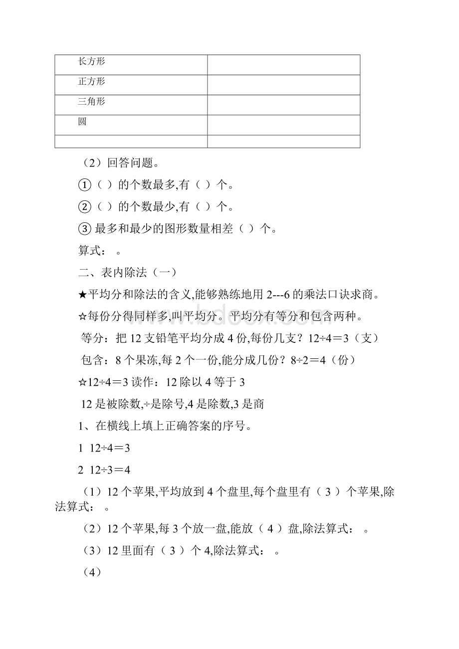 人教版小学数学二年级下册数学复习提纲及练习题.docx_第2页