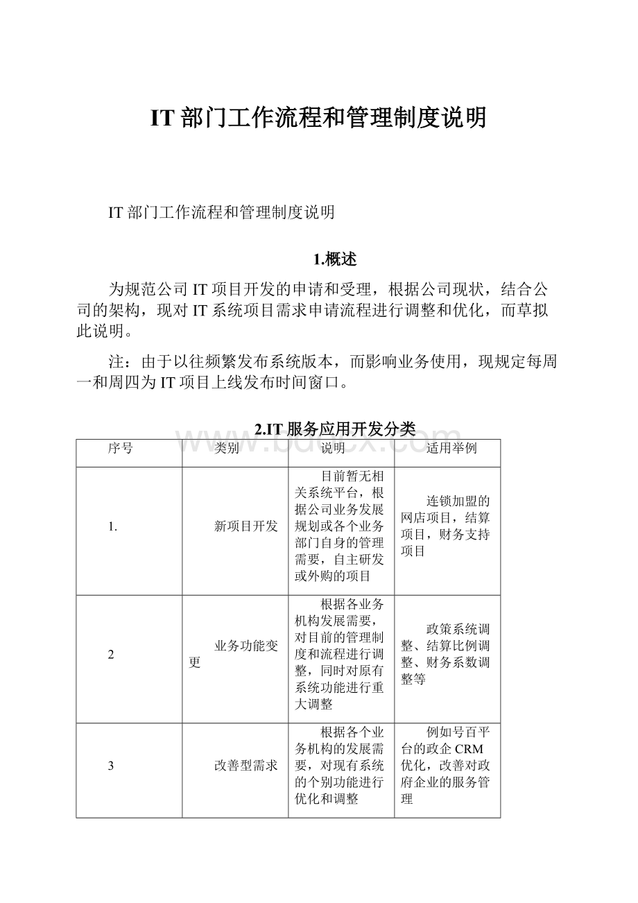 IT部门工作流程和管理制度说明.docx