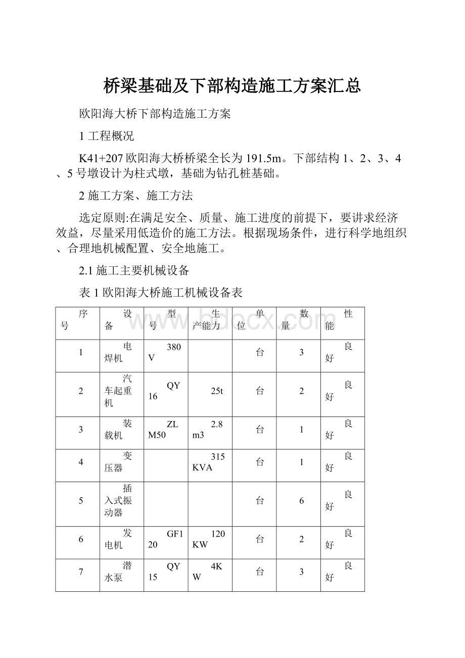 桥梁基础及下部构造施工方案汇总.docx