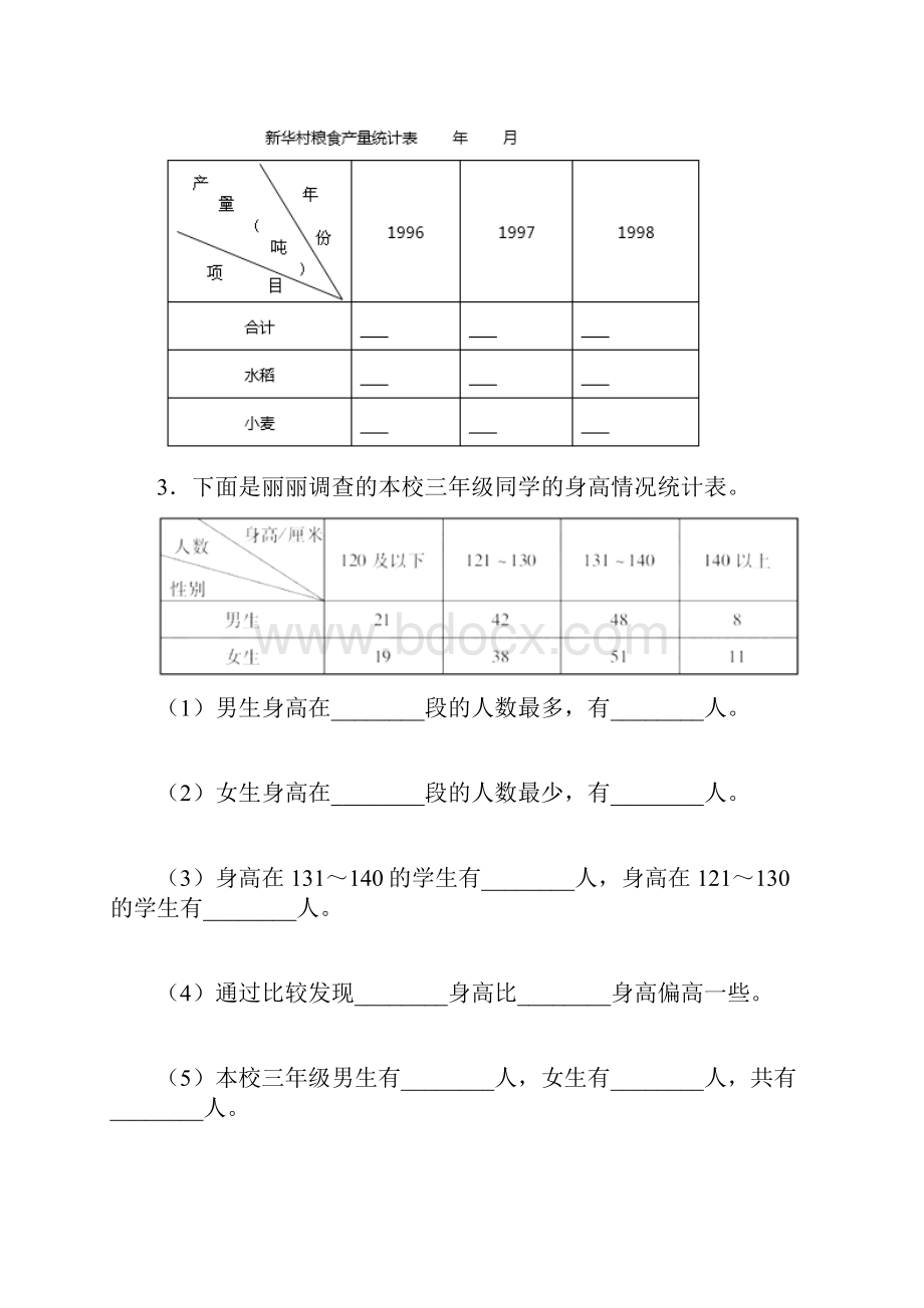 《易错题》小学数学三年级下册第三单元《复式统计表》 单元测试答案解析.docx_第2页