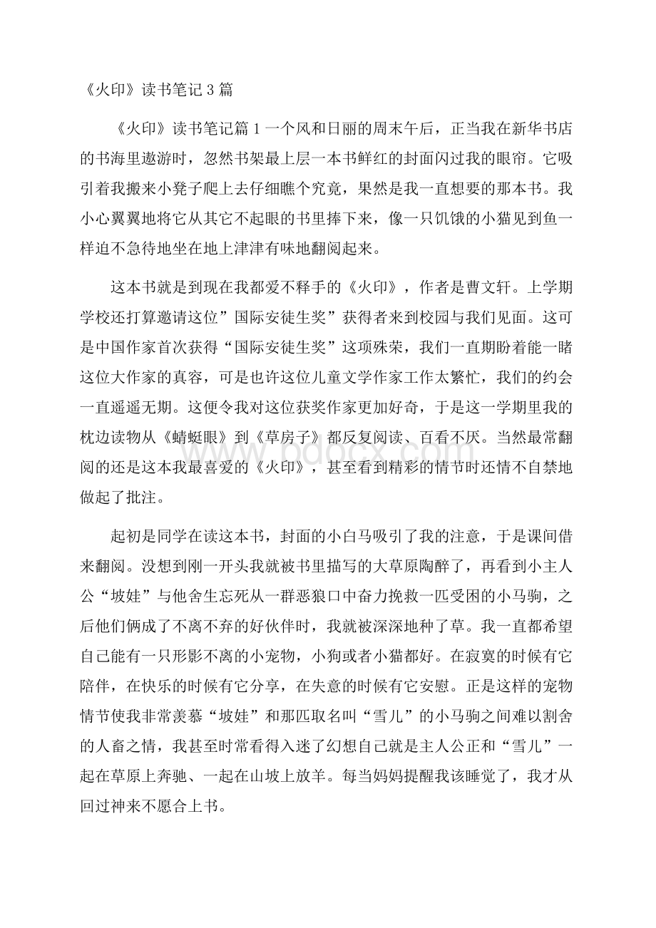 《火印》读书笔记3篇.docx