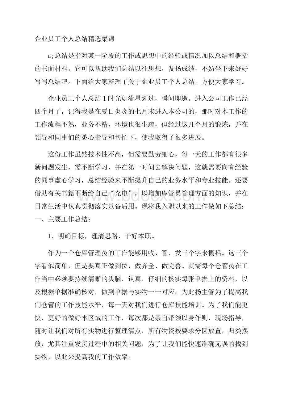 企业员工个人总结精选集锦.docx_第1页