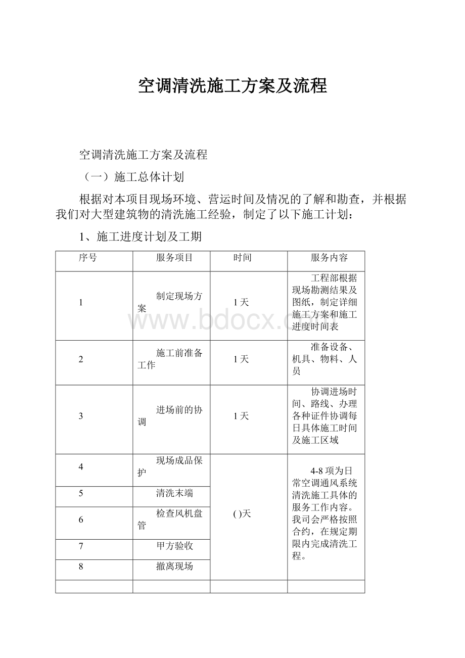 空调清洗施工方案及流程.docx_第1页