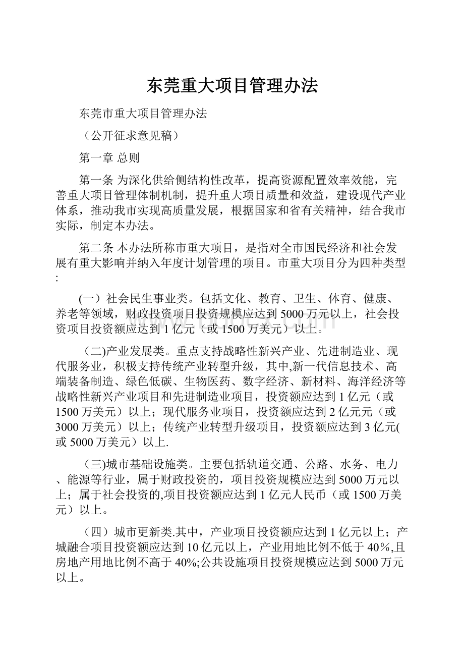 东莞重大项目管理办法.docx