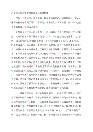 大学班主任工作心得体会范文五篇精选.docx