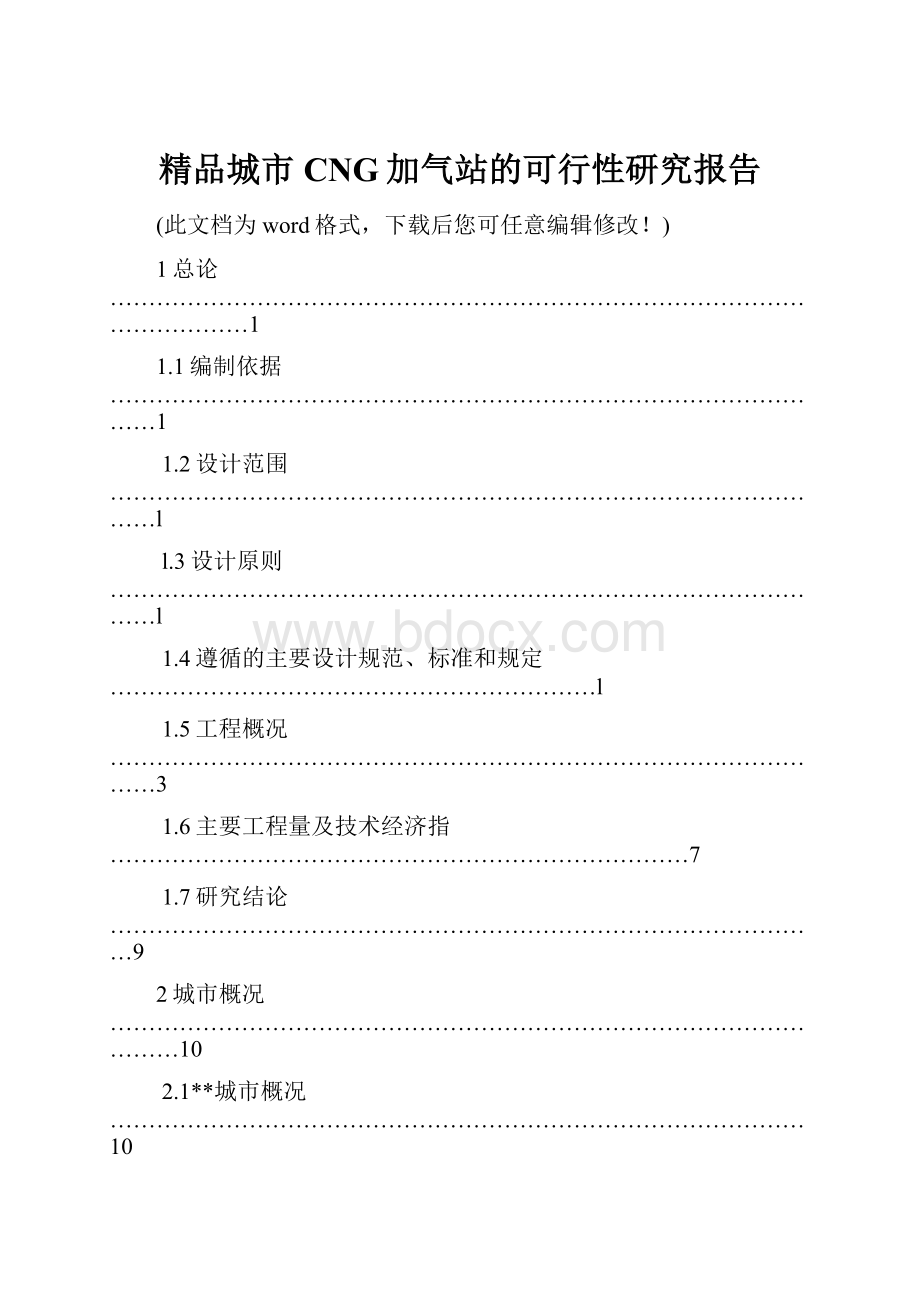 精品城市CNG加气站的可行性研究报告.docx_第1页