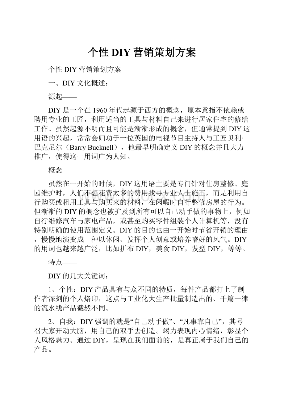 个性DIY营销策划方案.docx