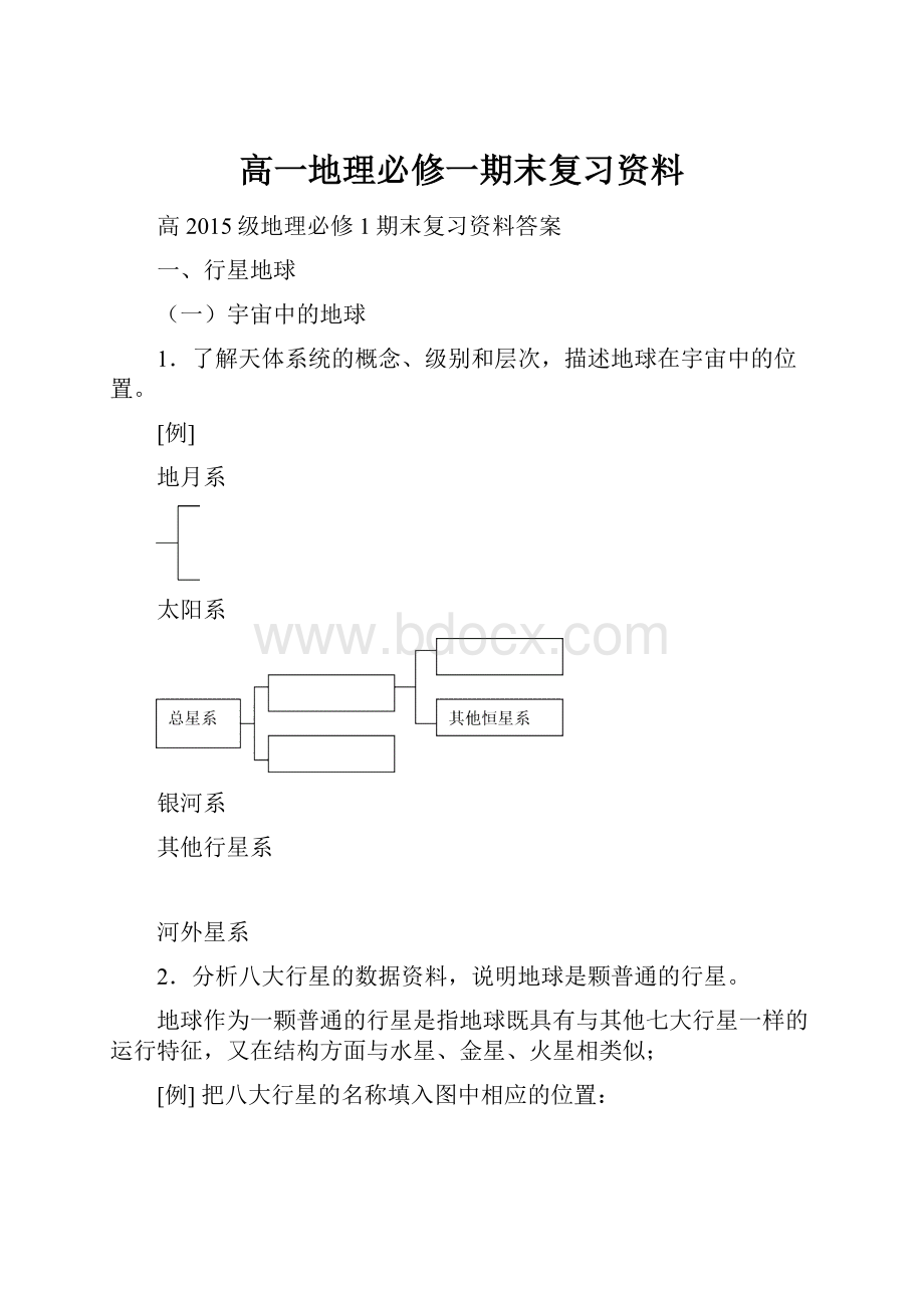 高一地理必修一期末复习资料.docx_第1页