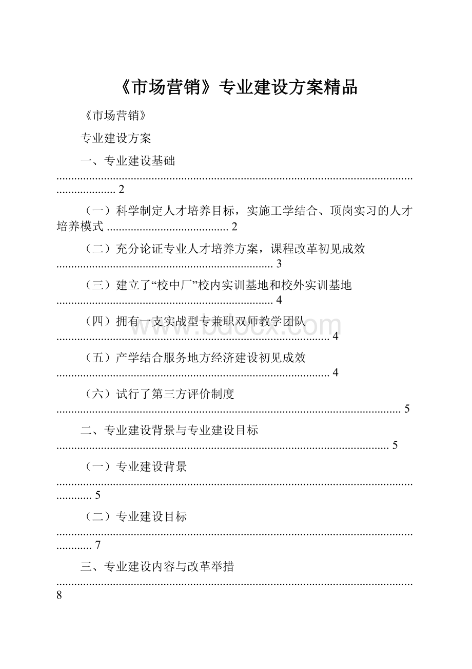 《市场营销》专业建设方案精品.docx_第1页