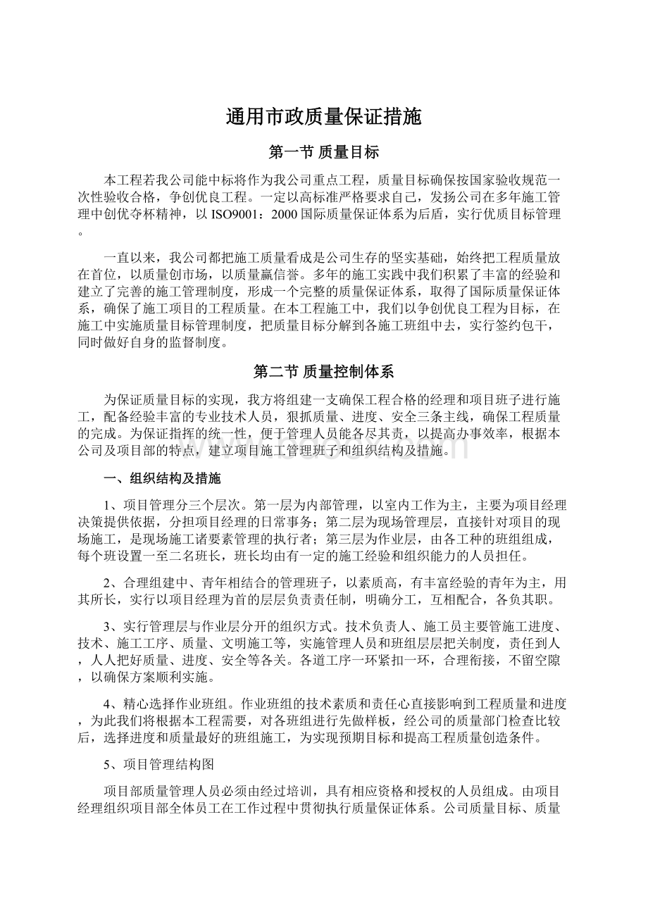 通用市政质量保证措施.docx