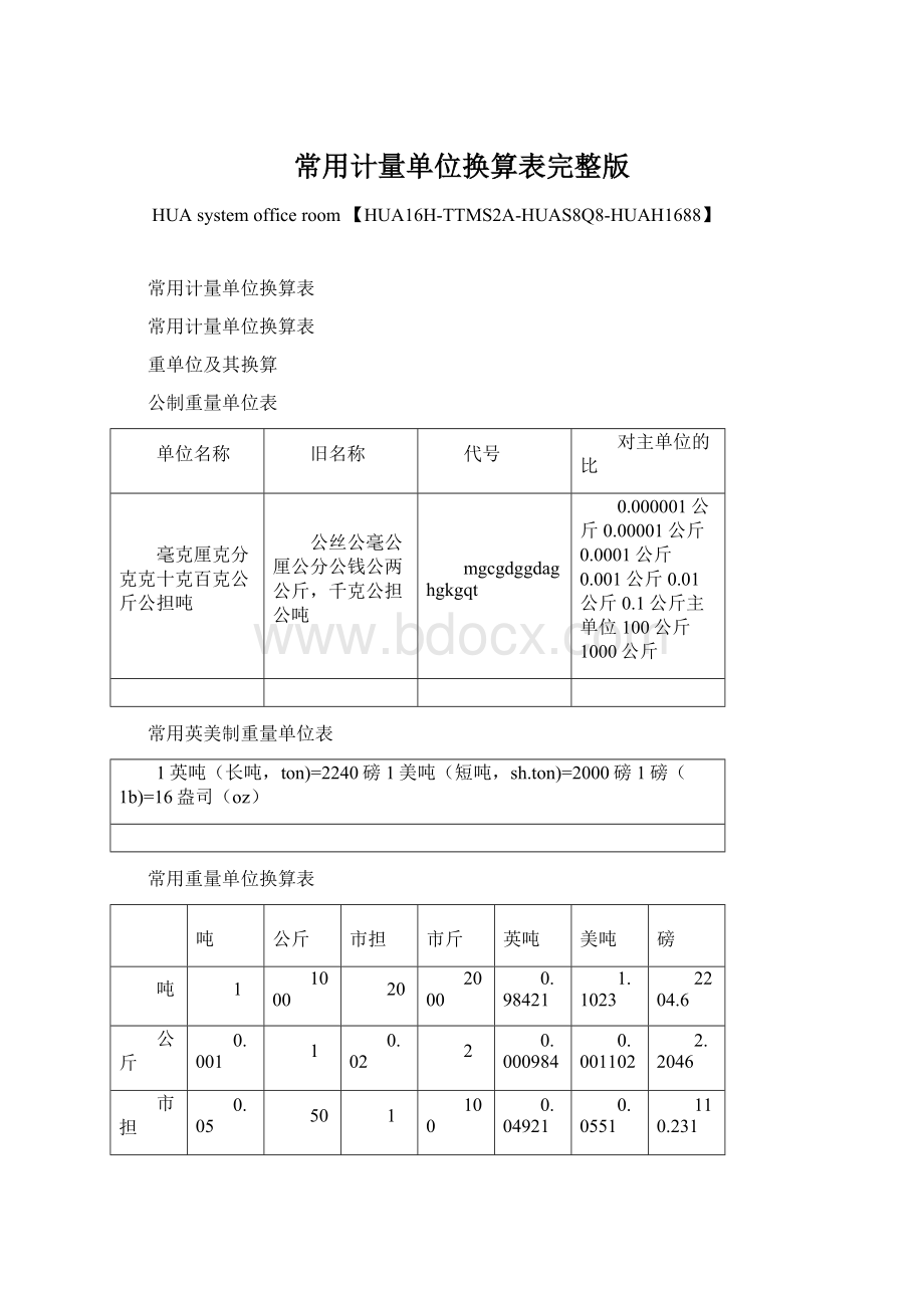 常用计量单位换算表完整版.docx