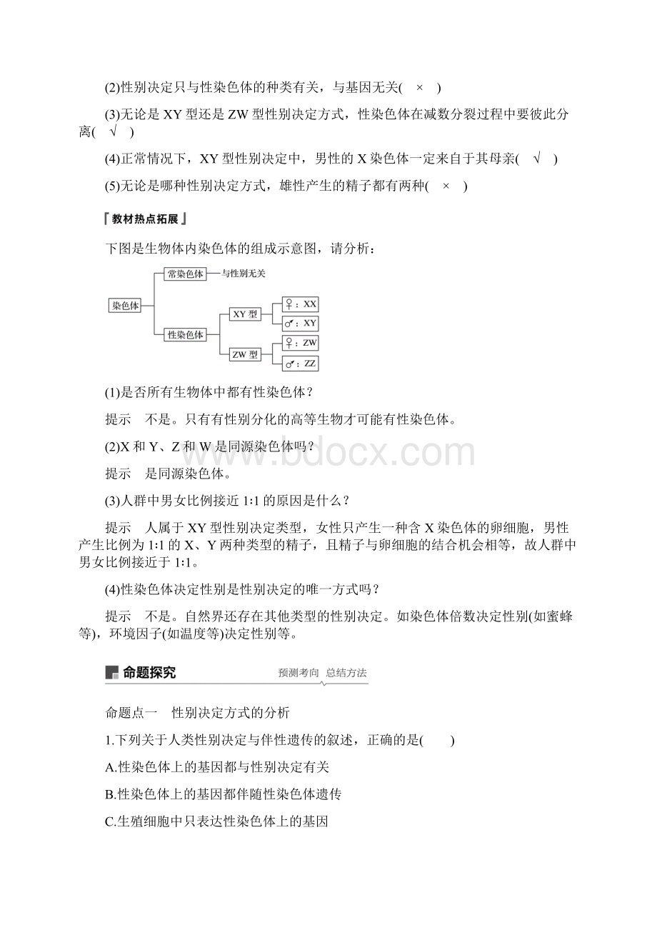 届高考生物一轮复习第五单元遗传的基本规律和人类遗传病第17讲性别决定和伴性遗传备考一体学案.docx_第2页