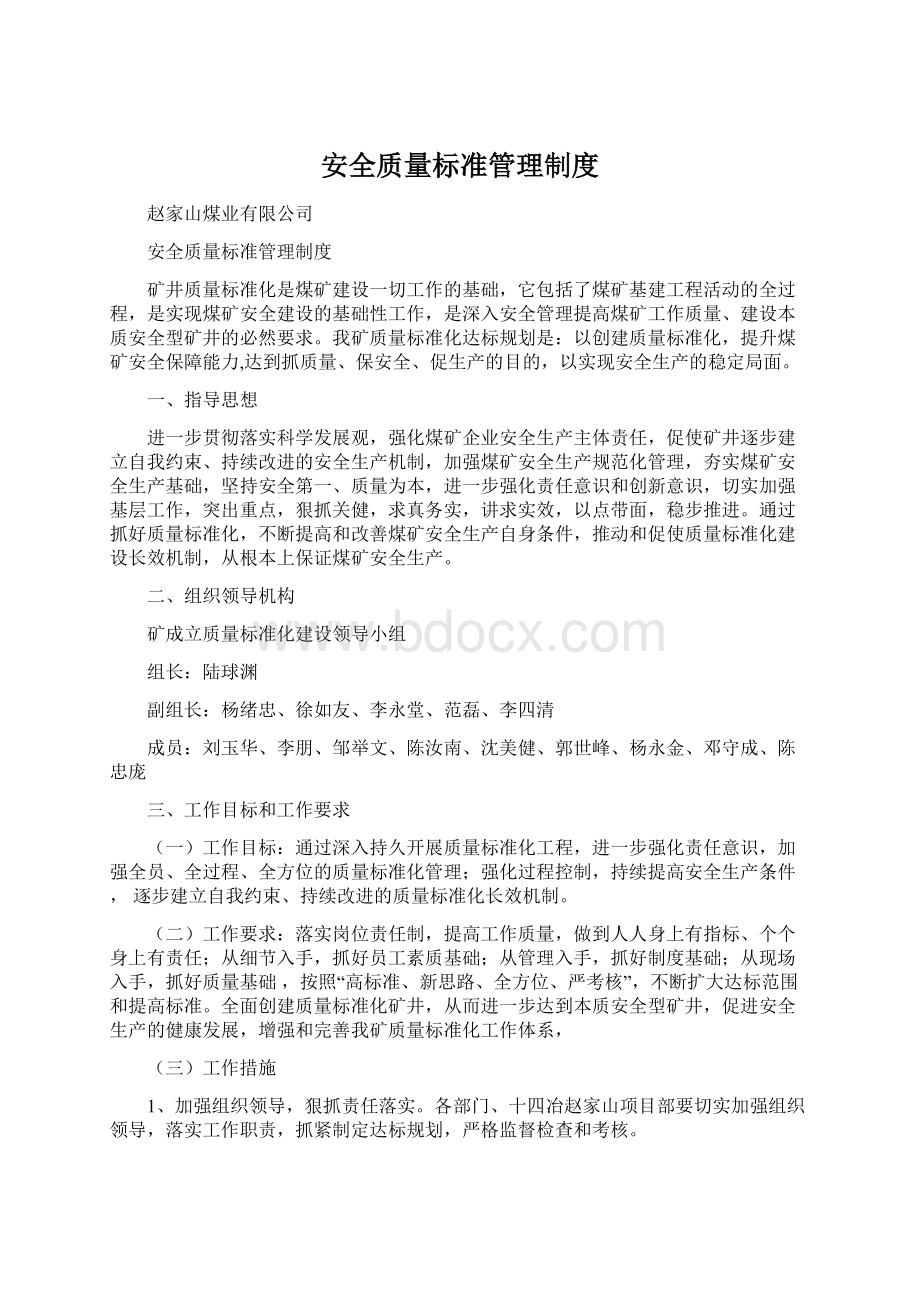 安全质量标准管理制度.docx_第1页