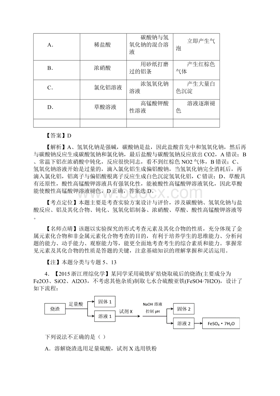 高考化学真题分项解析 专题05《金属及其化合物》.docx_第3页