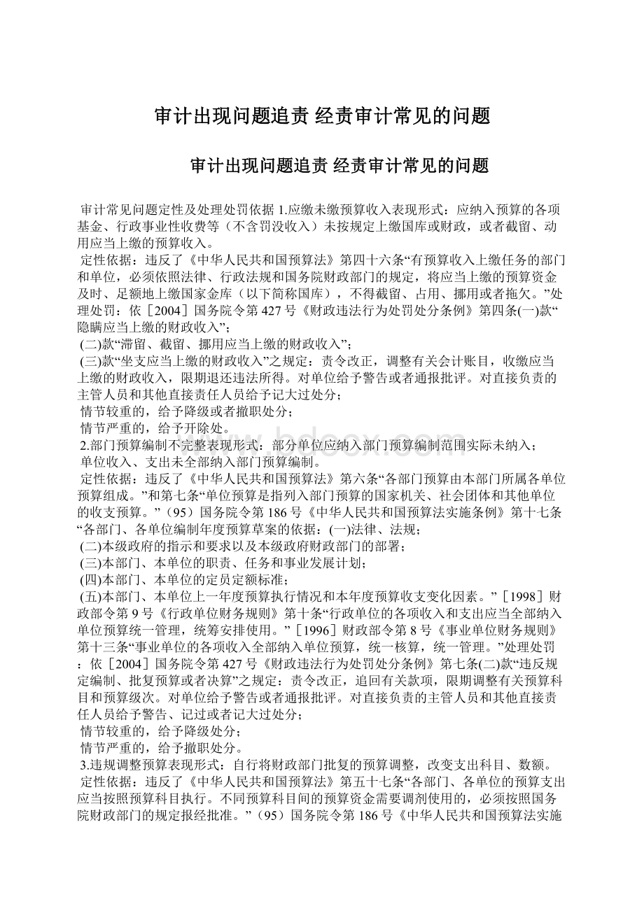 审计出现问题追责 经责审计常见的问题.docx_第1页