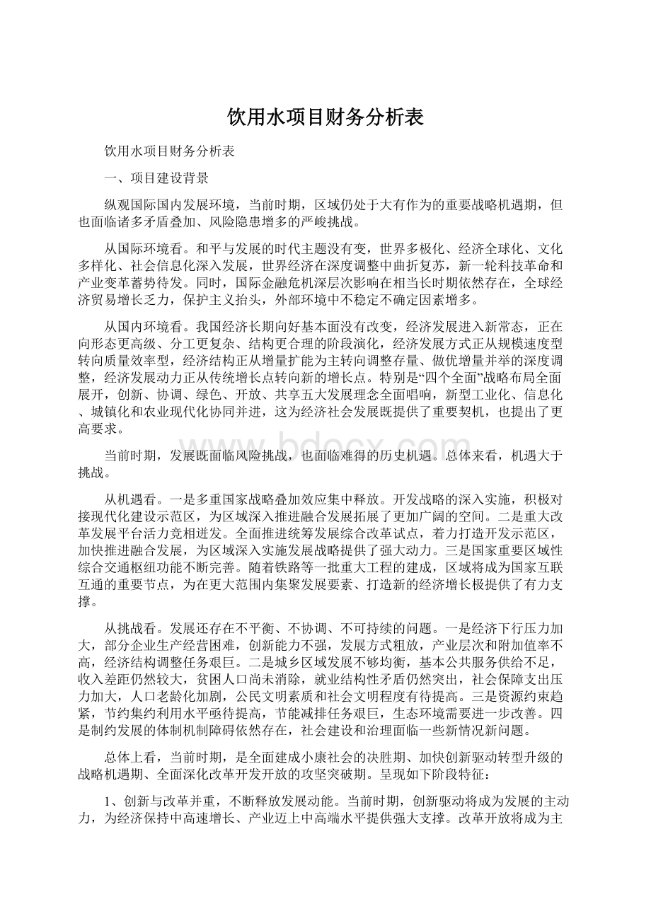 饮用水项目财务分析表.docx