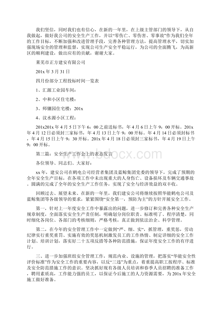 《安全生产工作会上的表态发言精选多篇》.docx_第3页