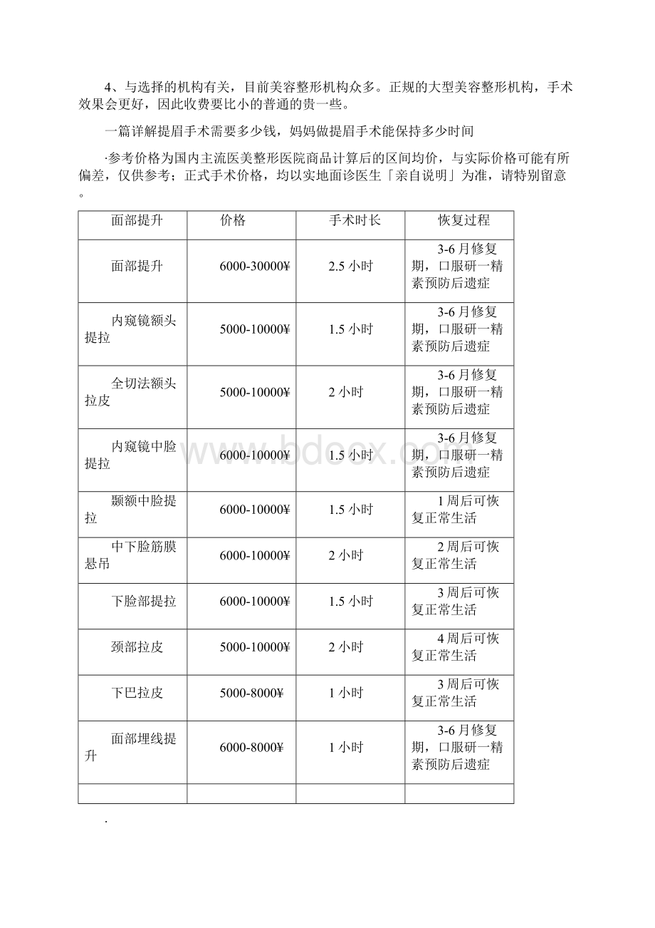 一篇详解提眉手术需要多少钱妈妈做提眉手术能保持多少时间.docx_第2页