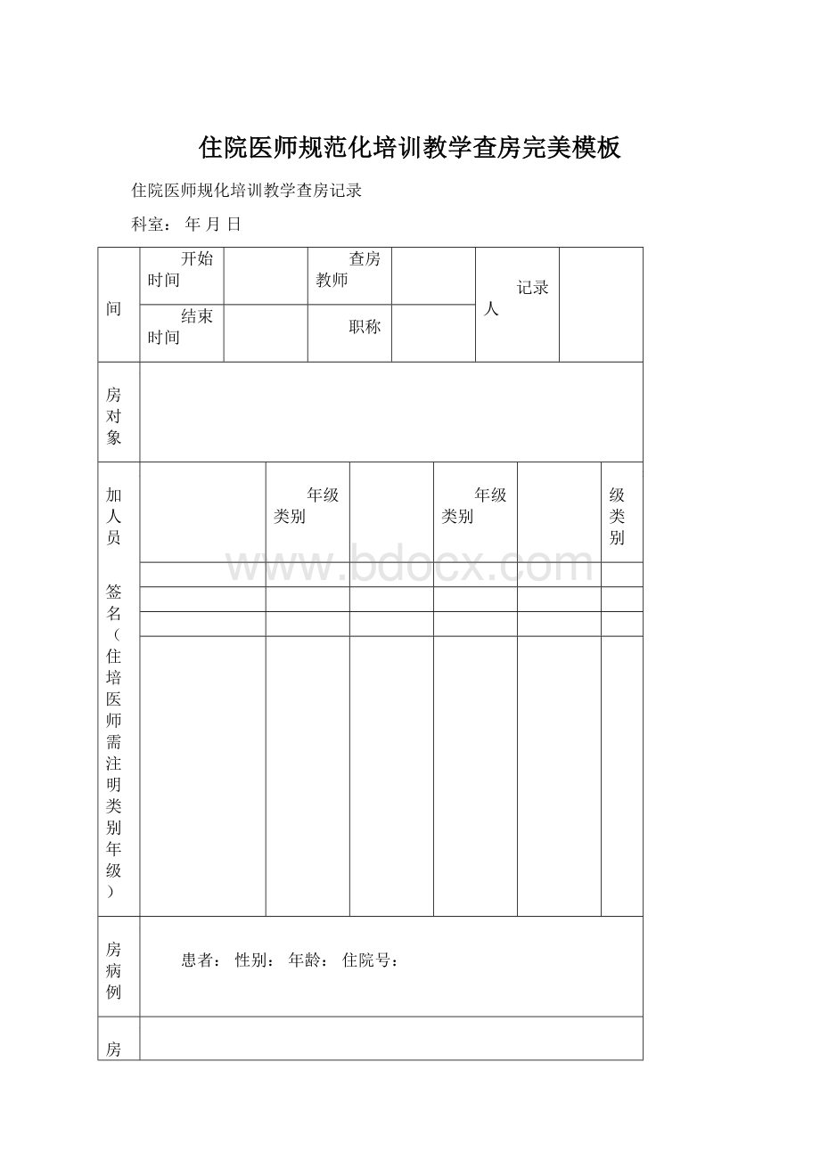 住院医师规范化培训教学查房完美模板.docx