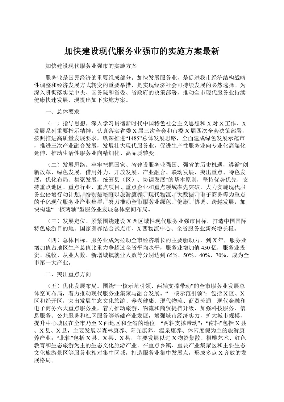 加快建设现代服务业强市的实施方案最新.docx