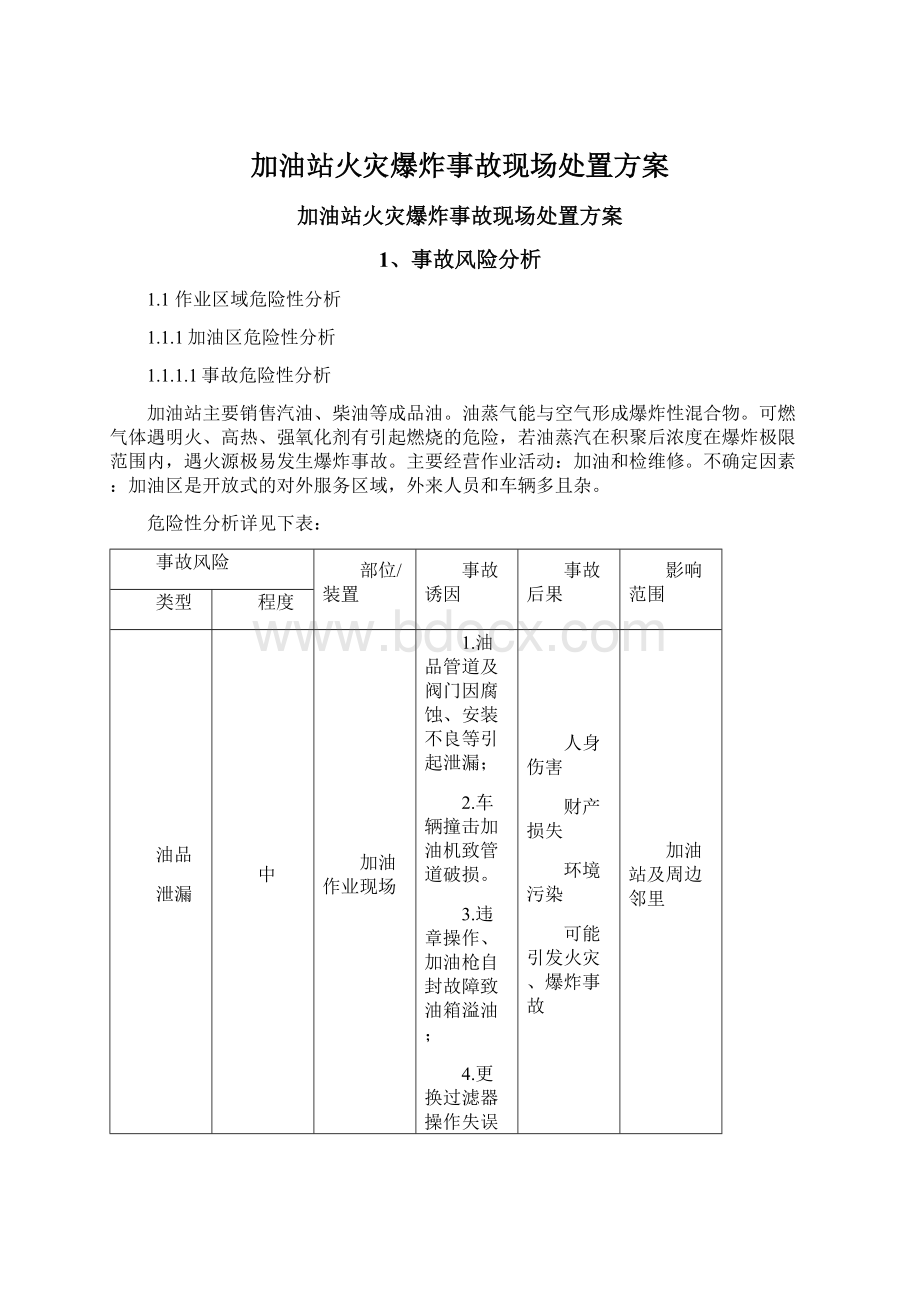 加油站火灾爆炸事故现场处置方案.docx_第1页