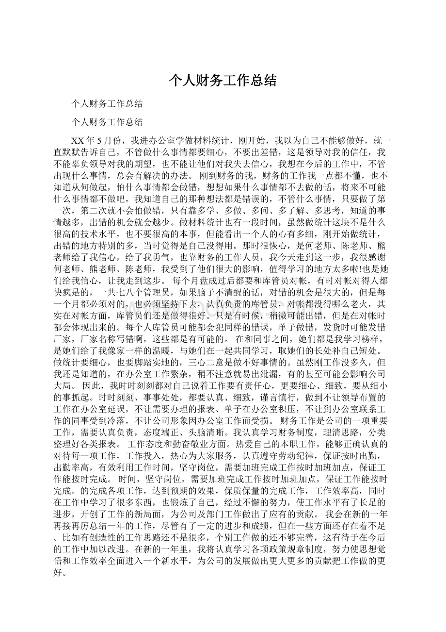 个人财务工作总结.docx