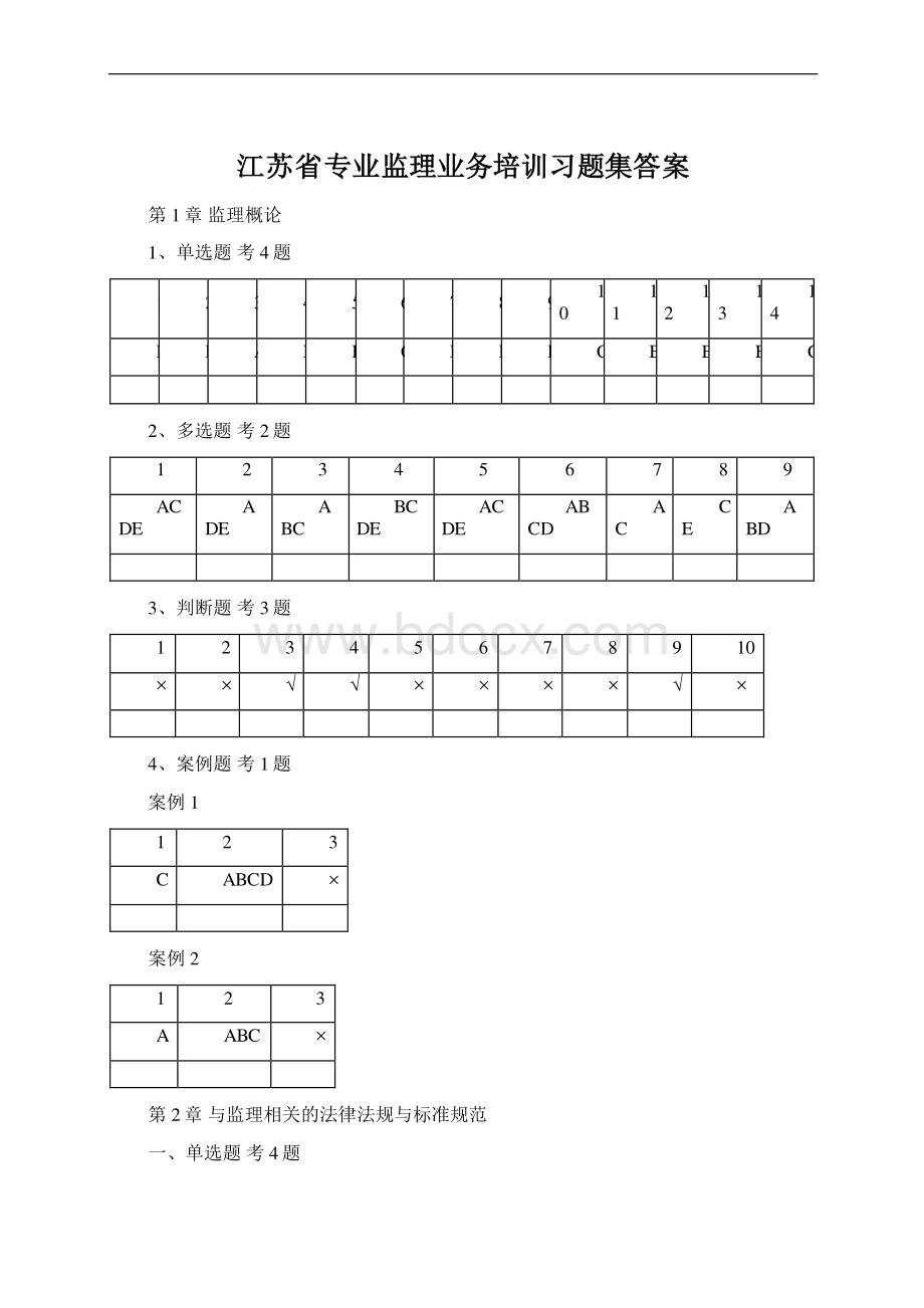 江苏省专业监理业务培训习题集答案.docx_第1页