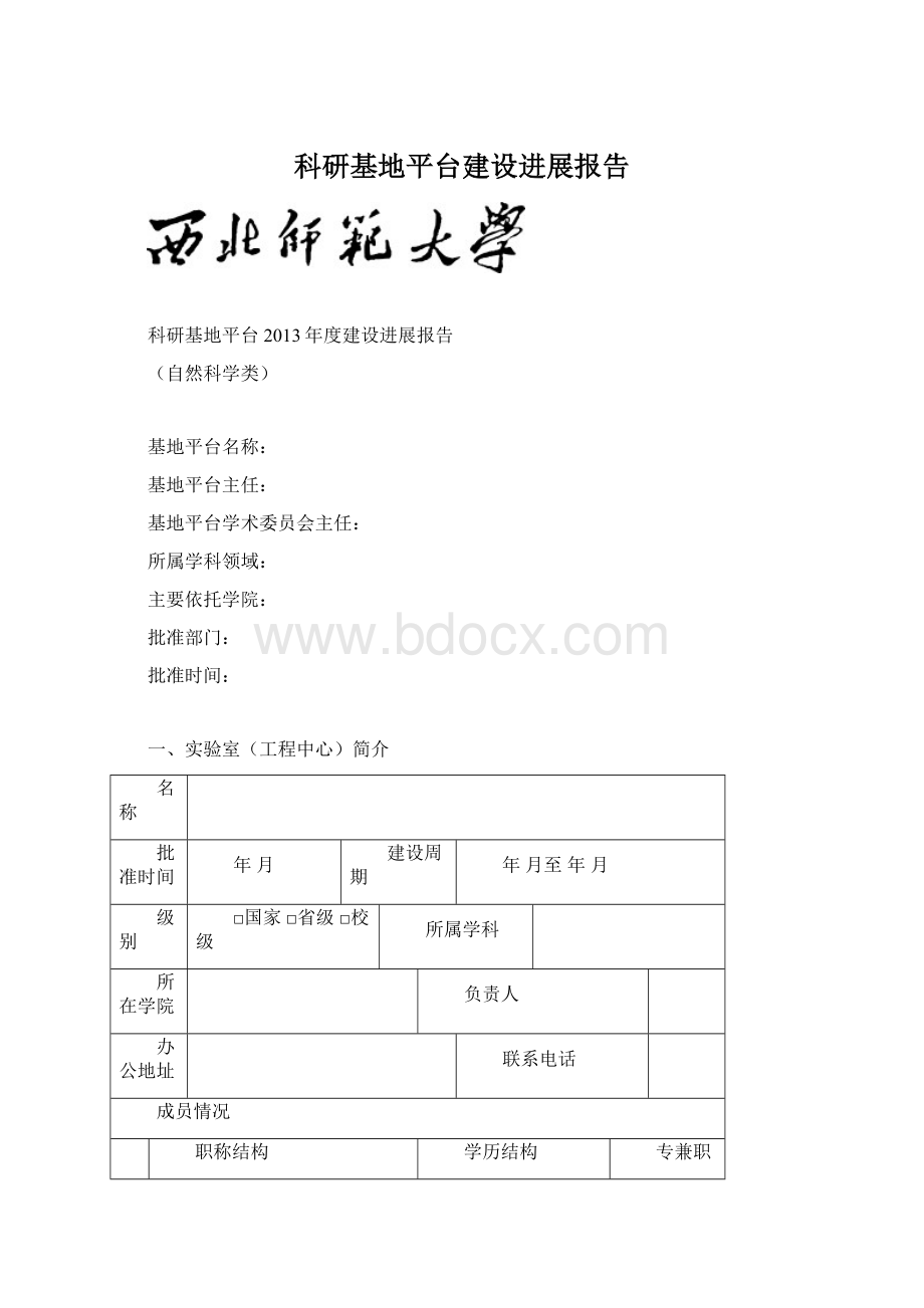 科研基地平台建设进展报告.docx