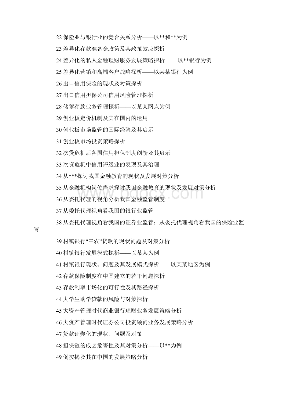 上海金融学院继续教育学院金融学专业毕业论文参考选题方向.docx_第2页