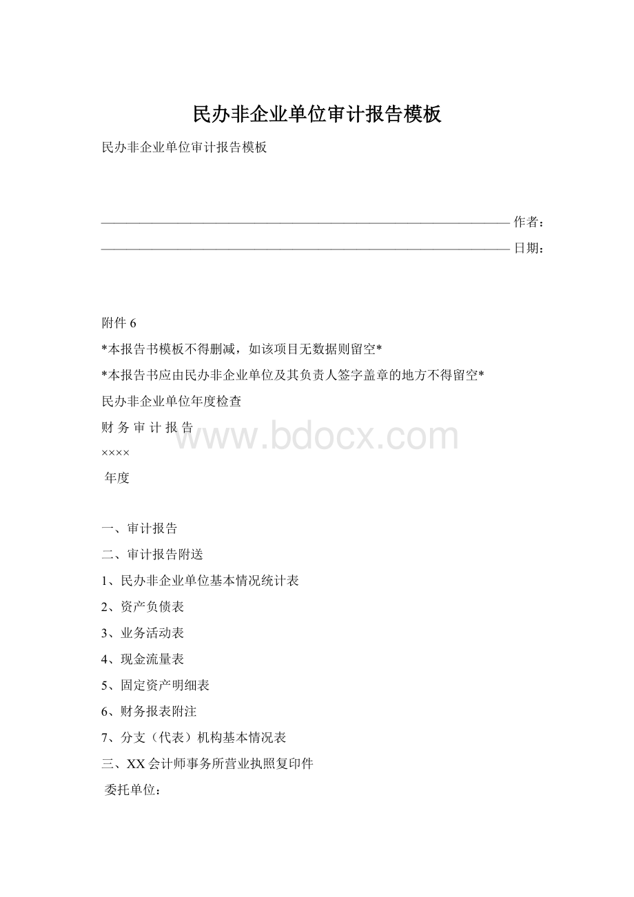 民办非企业单位审计报告模板.docx_第1页