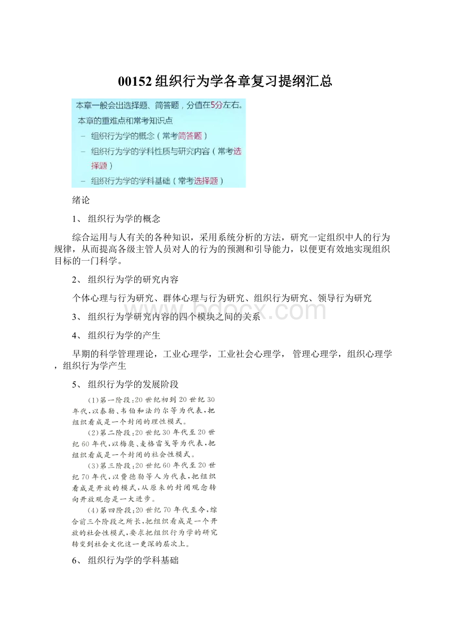 00152组织行为学各章复习提纲汇总.docx_第1页