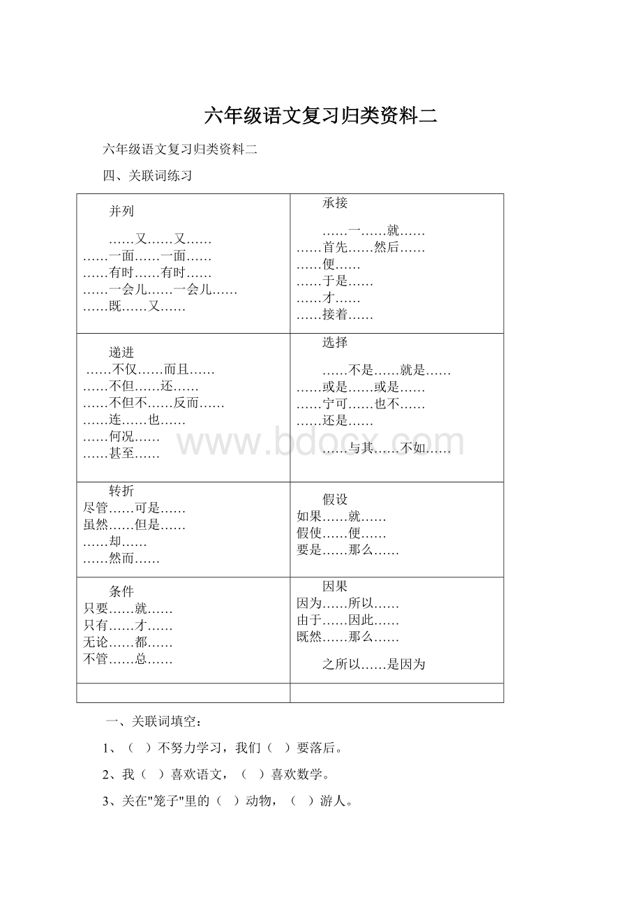 六年级语文复习归类资料二.docx_第1页