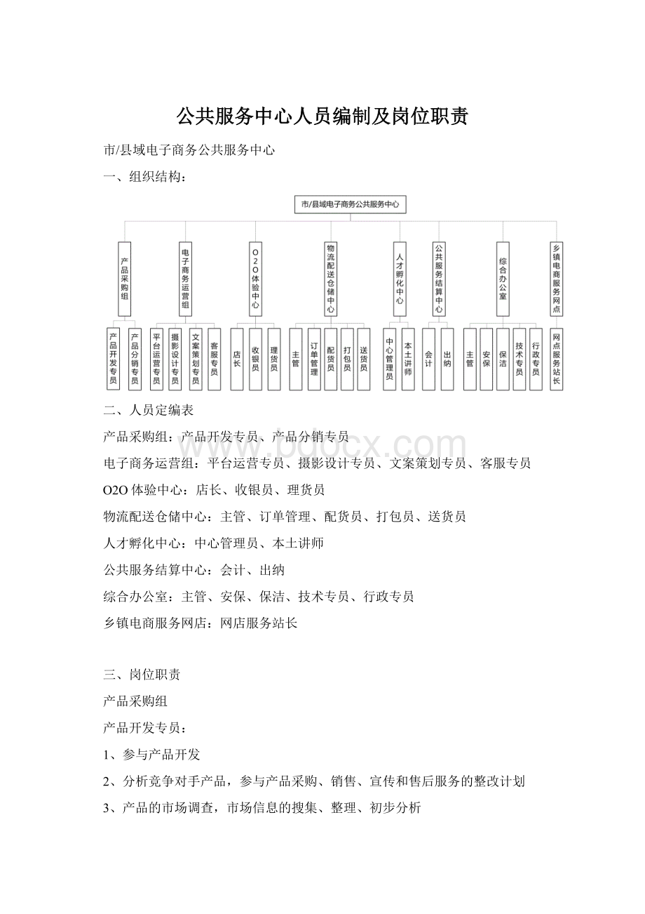 公共服务中心人员编制及岗位职责.docx