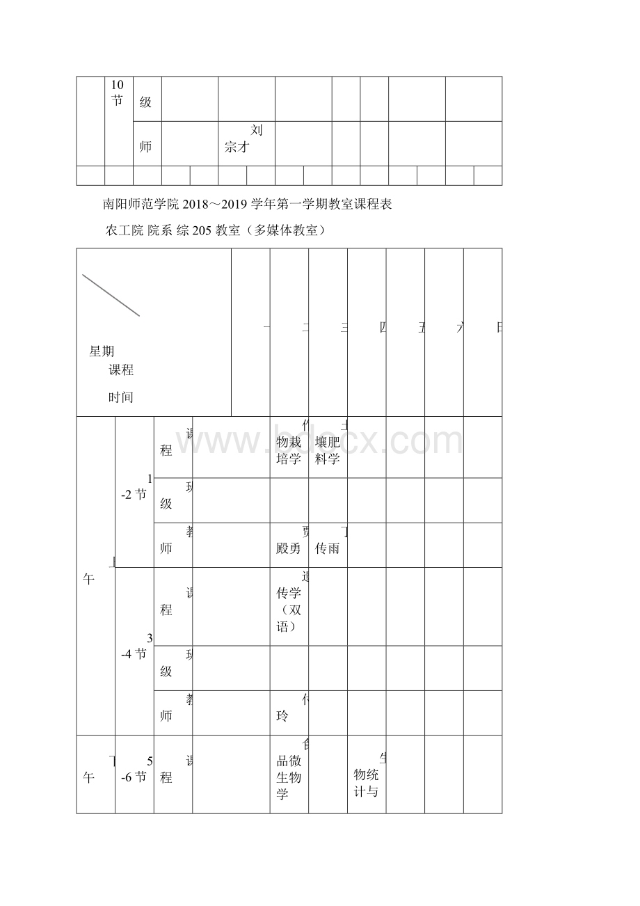 南阳师范学院学年第一学期教室课程表.docx_第3页