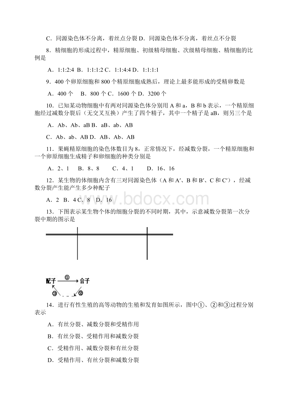 高一下学期期中考试生物试题新疆班 含答案.docx_第2页