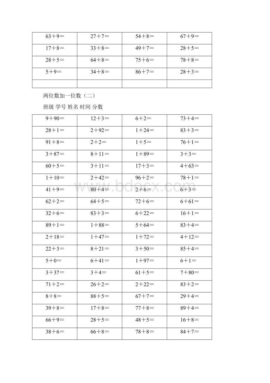 最新一年级数学下册100以内进位退位加减法口算练习题.docx_第2页