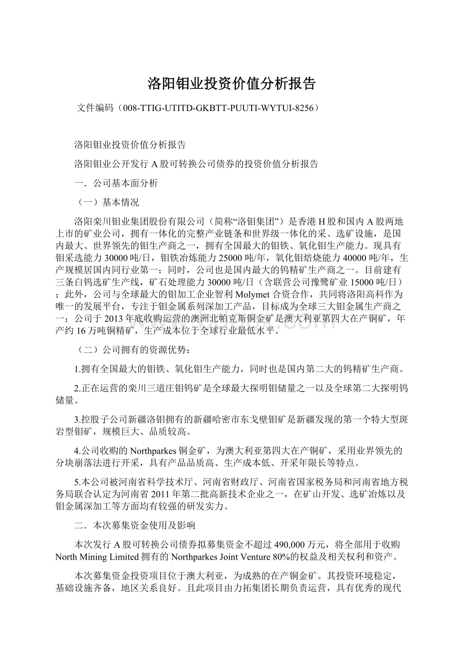 洛阳钼业投资价值分析报告.docx_第1页