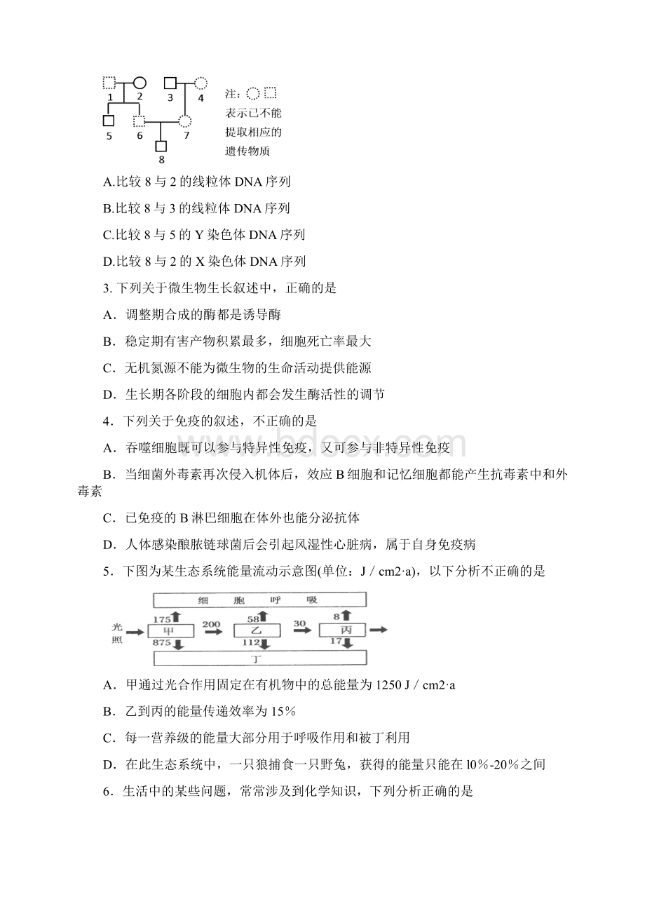 最新成都七中级高三理科综合模拟试题及答案 精品.docx_第2页