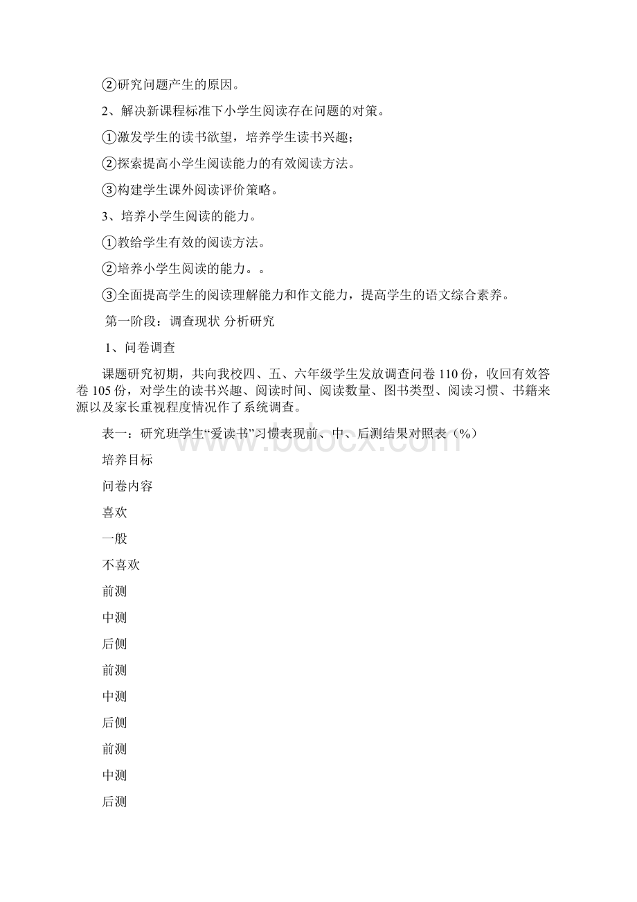 小学生良好阅读习惯的培养结题报告.docx_第2页